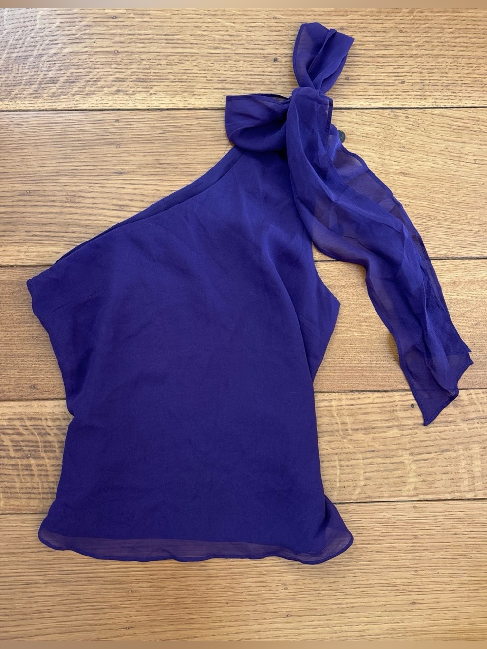 Express Purple Silk One-Shoulder Top